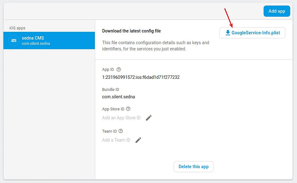  Firebase console