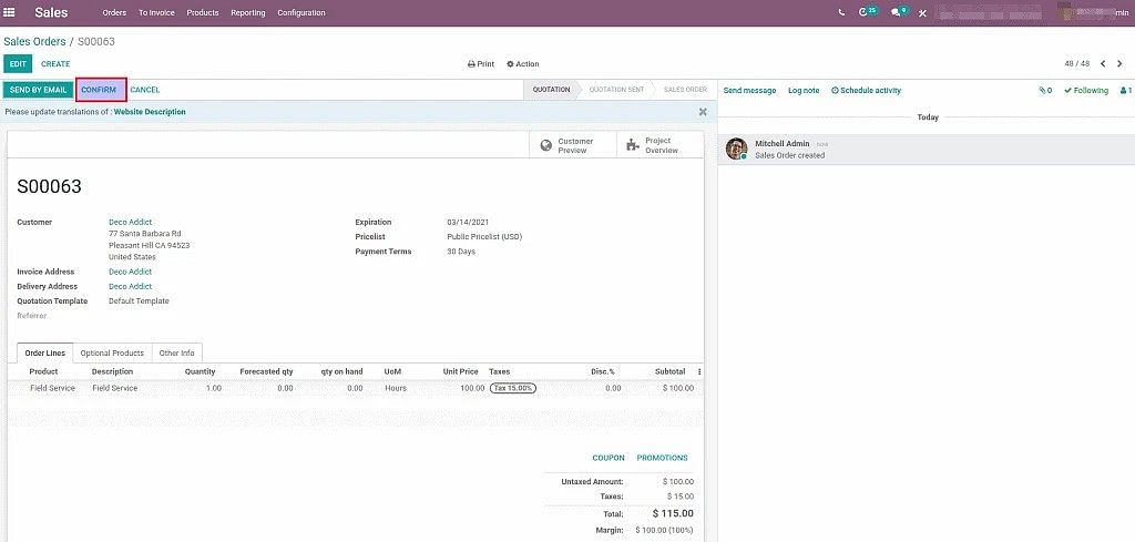 odoo Dashboard